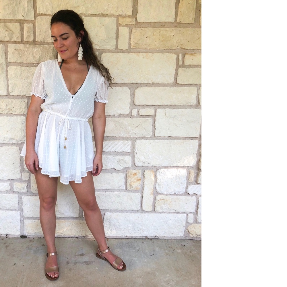 Lightweight White Textured Romper